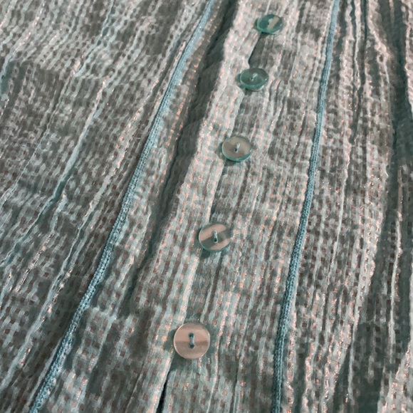 Turquoise Ruffle Button Top Medium - Picture 2 of 8